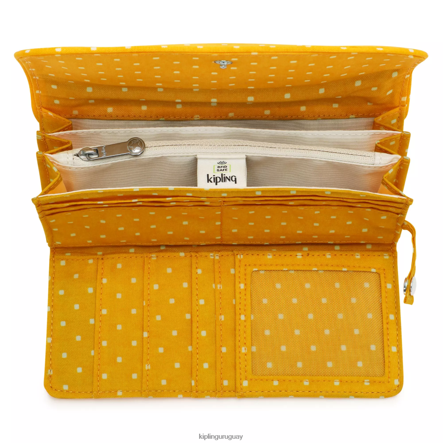 Kipling billetera con estampado Money Land H44NB310 punto suave amarillo mujer carteras y muñequeras