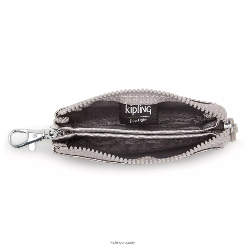 Kipling llavero metalizado mini bolsita creatividad H44NB609 metalizado plateado liso mujer llaveros