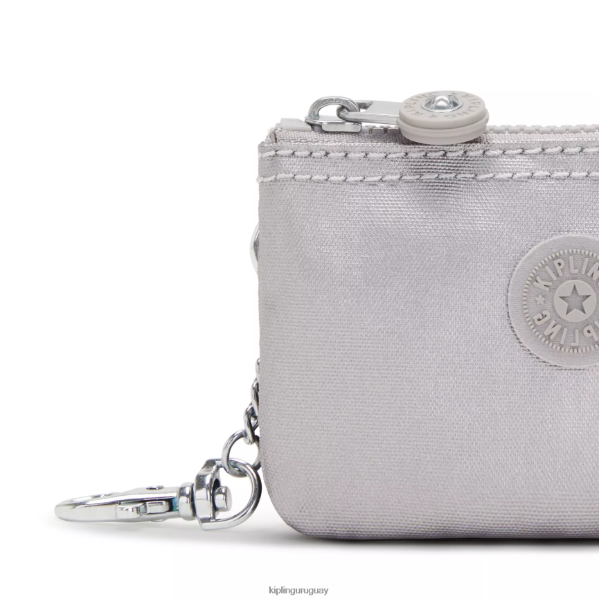 Kipling llavero metalizado mini bolsita creatividad H44NB609 metalizado plateado liso mujer llaveros