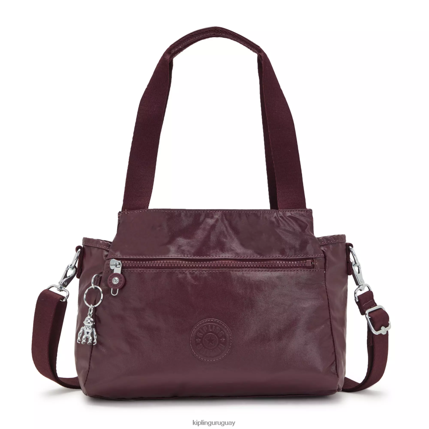 Kipling bolso de hombro elysia metalizado H44NB203 laca burdeos mujer bolsas de hombro