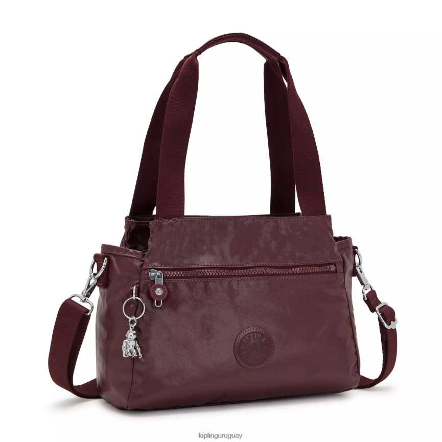 Kipling bolso de hombro elysia metalizado H44NB203 laca burdeos mujer bolsas de hombro