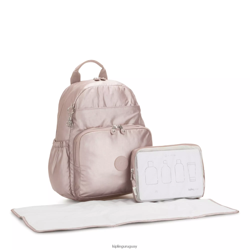 Kipling mochila de pañales maisie H44NB279 rosa metalica mujer bolsas de pañales