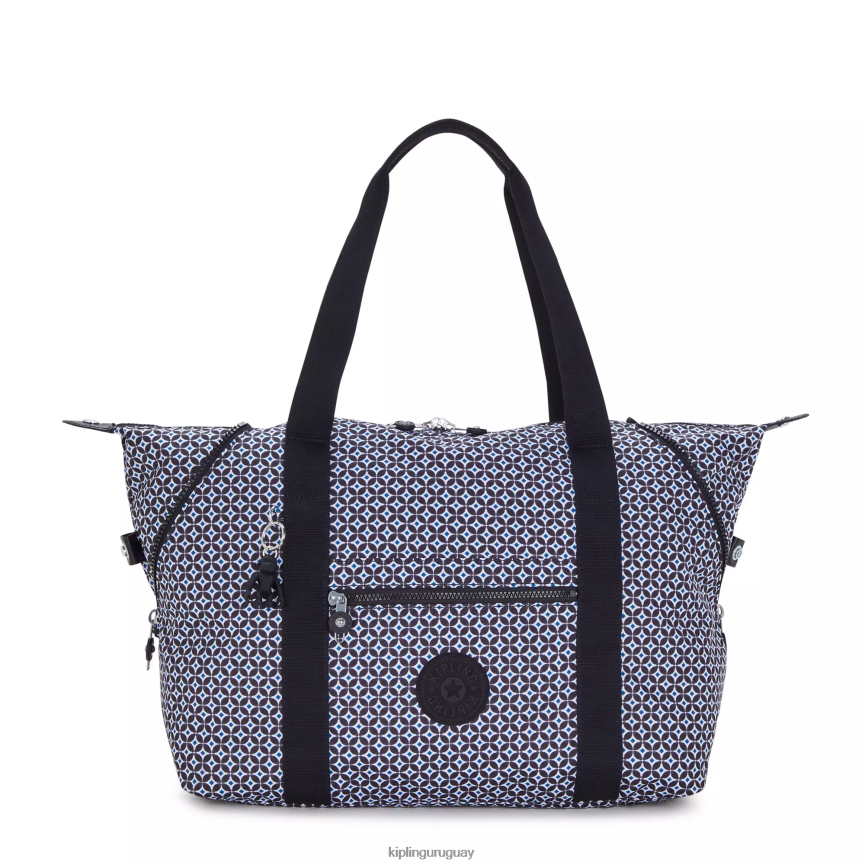 Kipling bolso shopper art mediano estampado H44NB260 azulejo negruzco mujer bolsas de tela