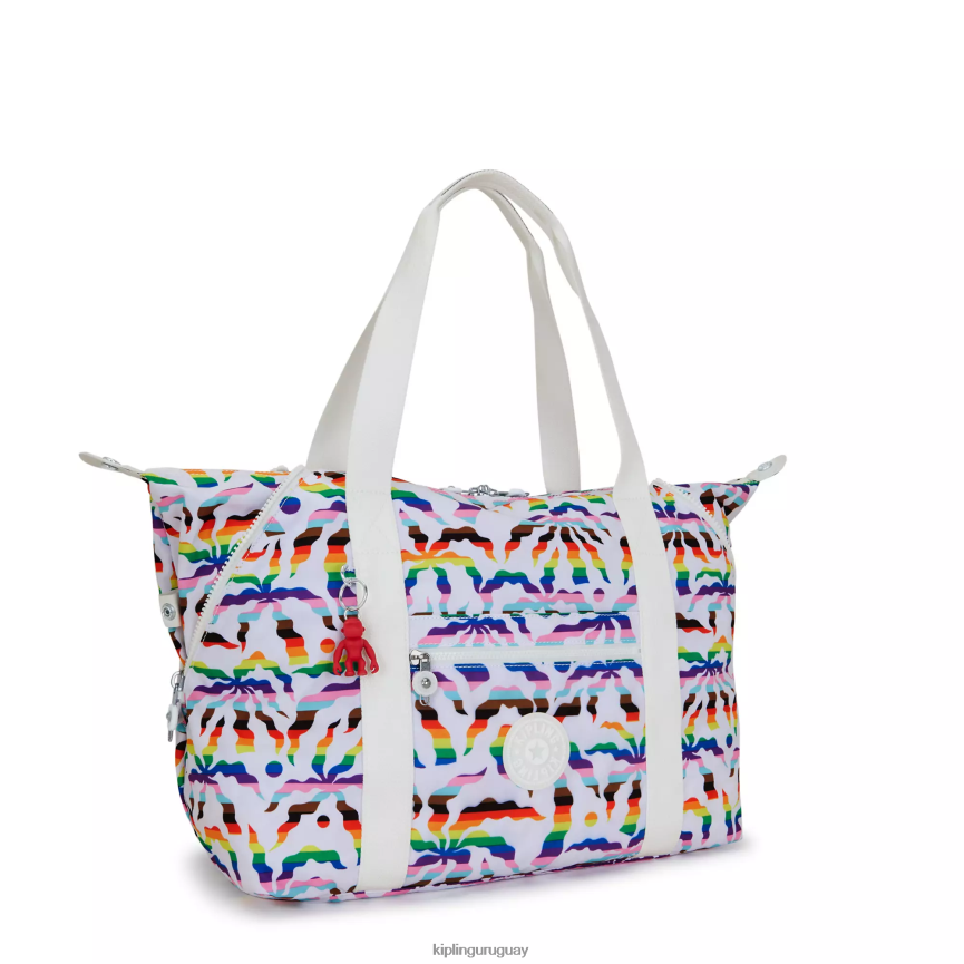 Kipling bolso shopper art mediano estampado H44NB261 palma arcoiris mujer bolsas de tela