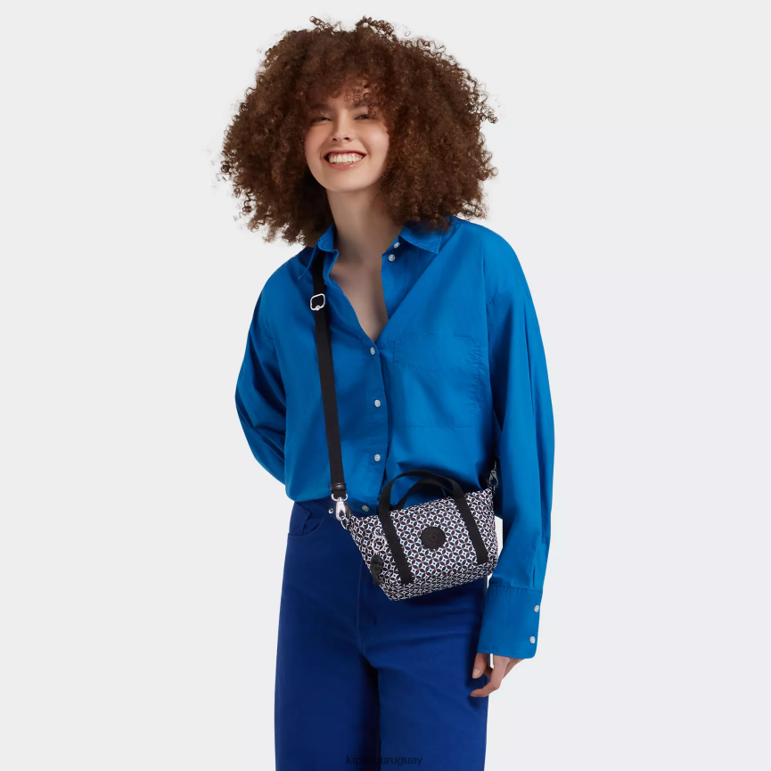 Kipling bolsa crossbody art compact estampada H44NB24 azulejo negruzco mujer bolsos cruzados