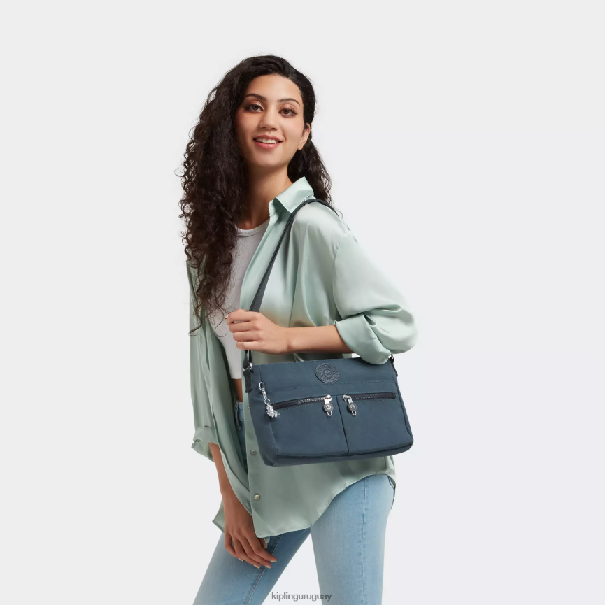 Kipling nuevo bolso bandolera angie H44NB166 gris nocturno mujer bolsos cruzados