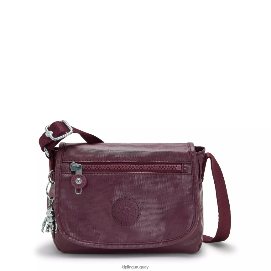 Kipling minibolso bandolera sabian metalizado H44NB99 laca burdeos mujer minibolsos