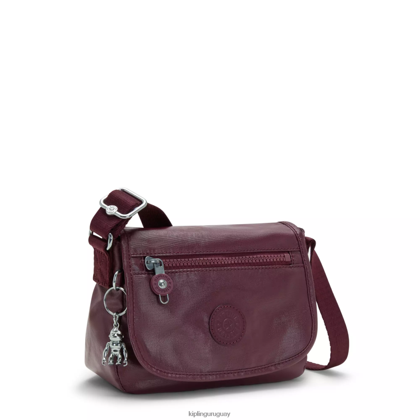 Kipling minibolso bandolera sabian metalizado H44NB99 laca burdeos mujer minibolsos
