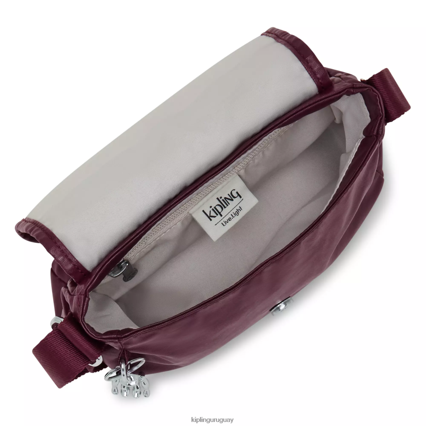 Kipling minibolso bandolera sabian metalizado H44NB99 laca burdeos mujer minibolsos