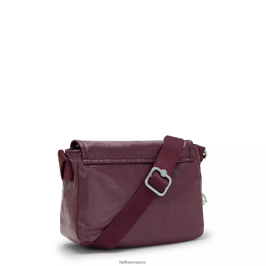 Kipling minibolso bandolera sabian metalizado H44NB99 laca burdeos mujer minibolsos