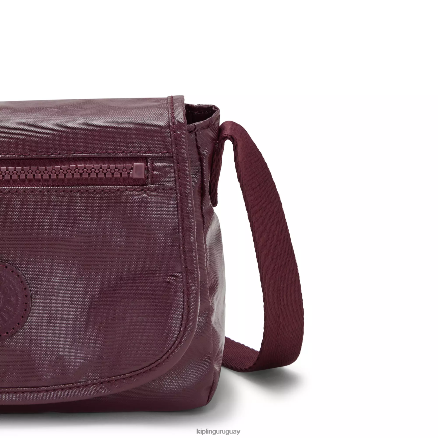 Kipling minibolso bandolera sabian metalizado H44NB99 laca burdeos mujer minibolsos