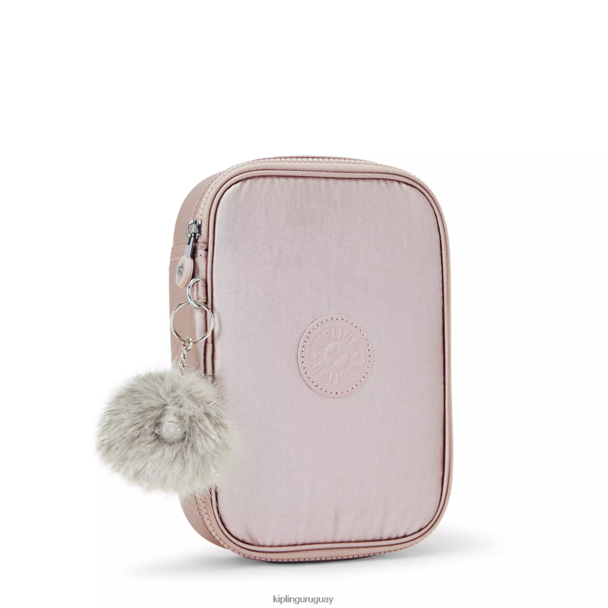 Kipling 100 boligrafos estuche metalico H44NB597 rosa metalica mujer bolígrafos y estuches