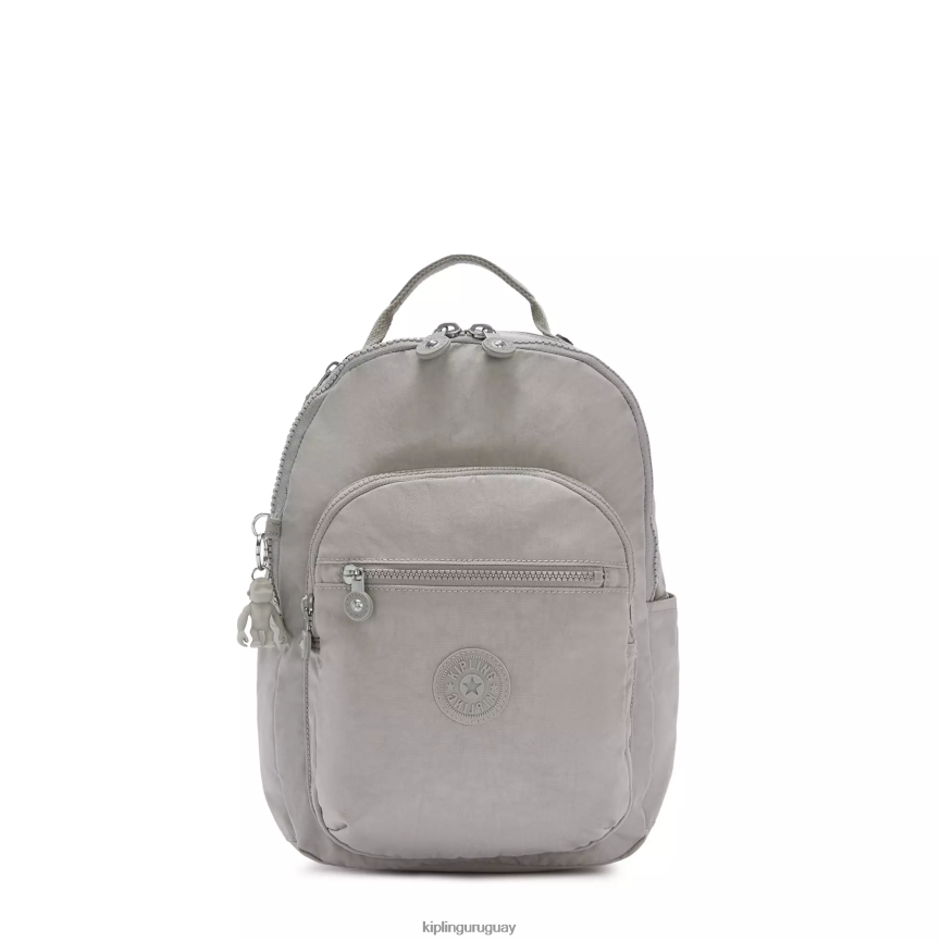 Kipling mochila pequeña para tableta de seúl H44NB419 gris gris mujer con monograma