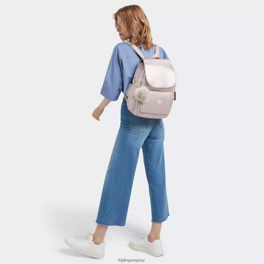 Kipling mochila city pack metalizada H44NB340 rosa metalica mujer mochilas de moda