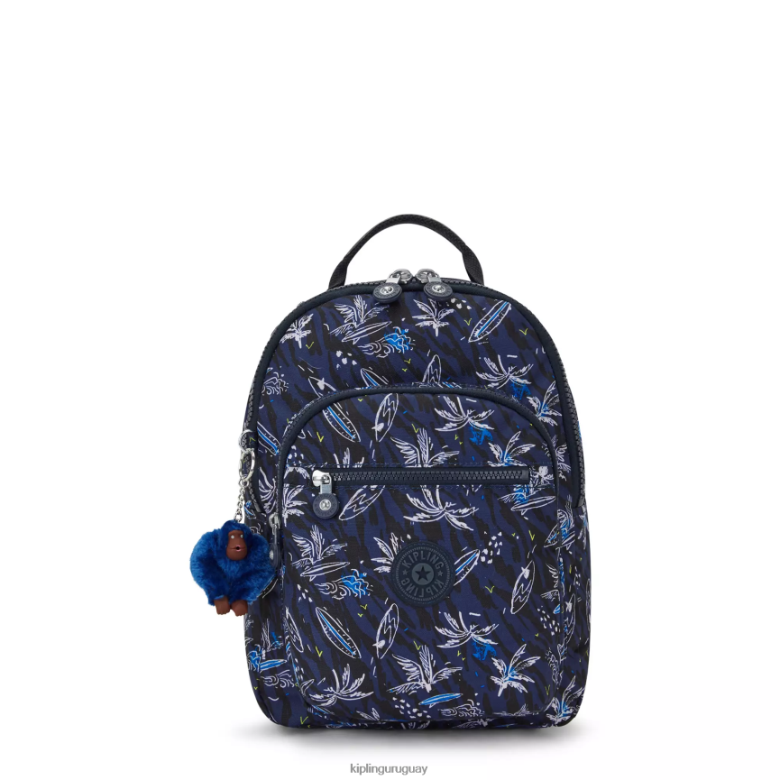 Kipling mochila pequeña con estampado de tablet seoul H44NB348 impresión de mar de surf mujer mochilas de moda
