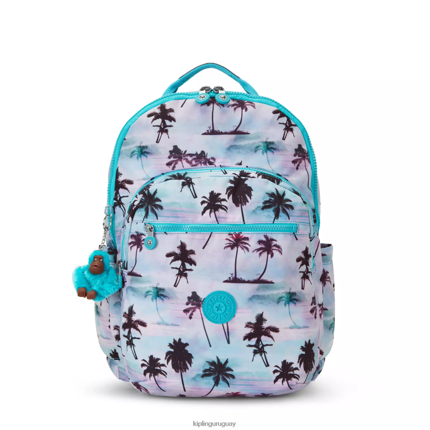 Kipling mochila extragrande para portátil de 17" con estampado de seúl H44NB453 impresión de la palma de la sombra mujer mochilas para portátiles