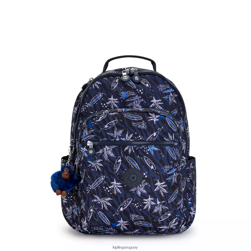 Kipling mochila grande para portátil de 15" con estampado de seúl H44NB464 impresión de mar de surf mujer mochilas para portátiles
