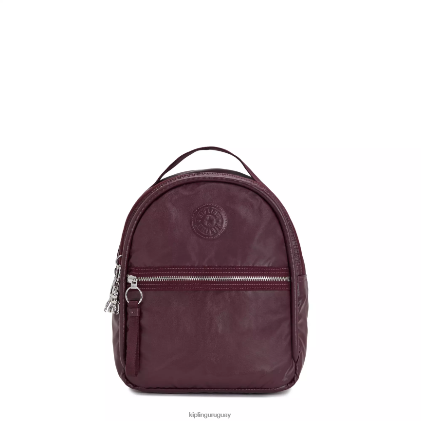 Kipling mochila kae metalizada H44NB386 laca burdeos metalizada mujer mochilas pequeñas